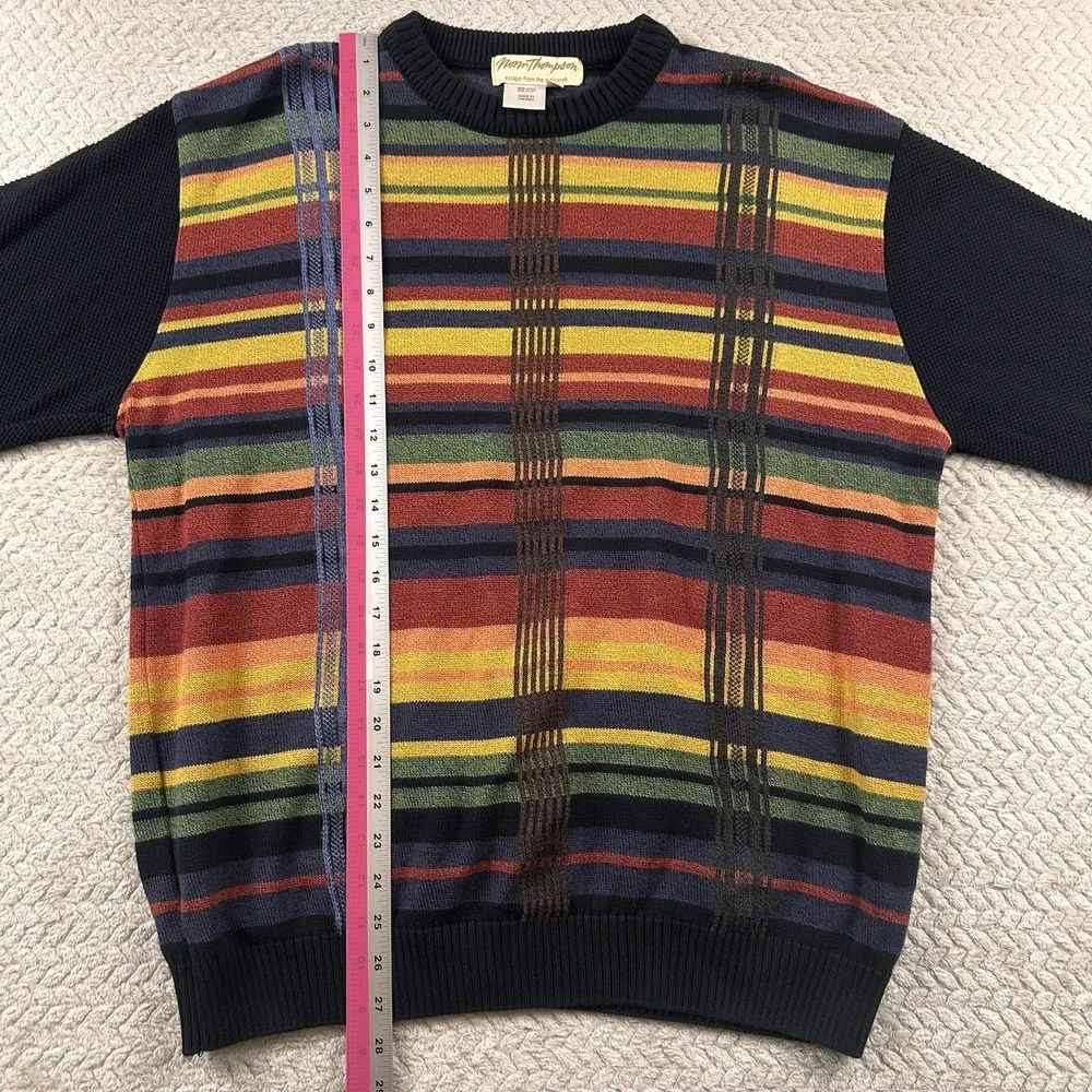 VTG Norm Thompson Sweater Men's Large Multicolor Festival preppy 90's Preppy